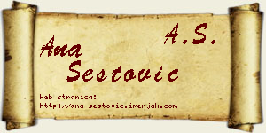 Ana Šestović vizit kartica